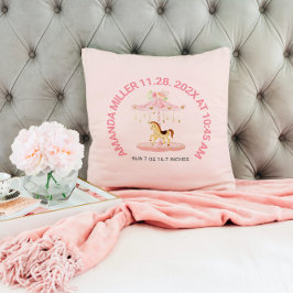 Niedlich rosa Blumenbaby Carousel Baby Geburtsdatu Kissen