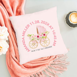 Niedlich rosa Blumenbaby Stroller Baby Geburtsdatu Kissen