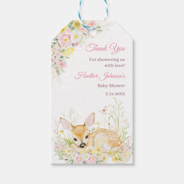 Niedlich-Rosa-Blumendärme Geschenkanhänger (Vorderseite)