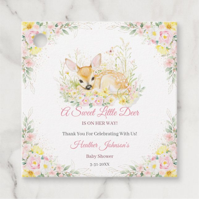 Niedlich-Rosa-Blumendärme Geschenkanhänger (Vorderseite)