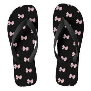 Niedlich rosa Bogen schwarz gedruckt Flip Flops