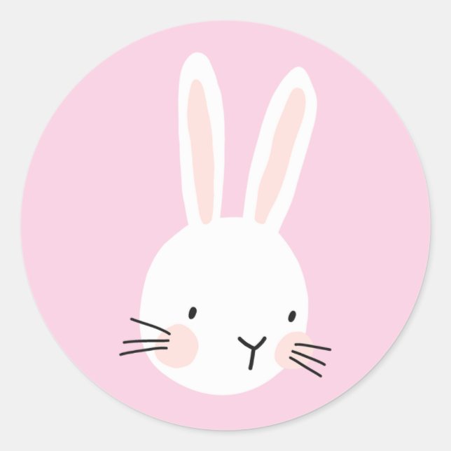 Niedlich-rosa-Bunny-Custom Runder Aufkleber (Vorderseite)