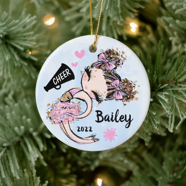 Niedlich Rosa Cheerleader Ornament Brünett Braun H (Baum)