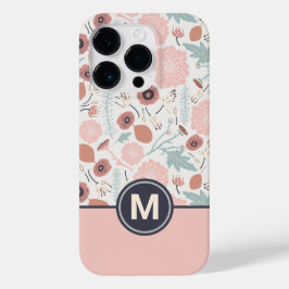 Niedlich rosa Creme Botanische Monogramm Case-Mate iPhone 14 Pro Hülle