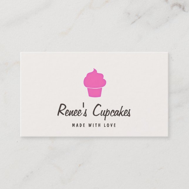 Niedlich rosa Cupcake Einfacher Retro Konditorcrem Visitenkarte (Vorderseite)