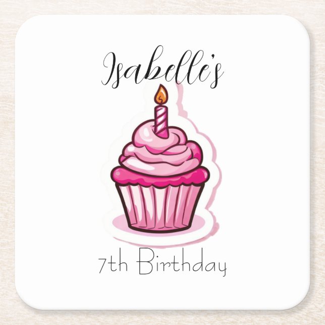 Niedlich rosa Cupcake Paper Untersetzer (Vorderseite)