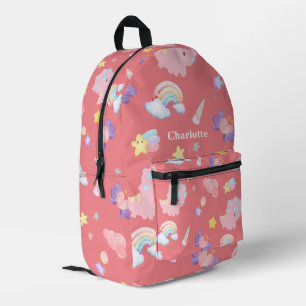 Niedlich rosa Dinosaurier Regenbogenpadel Muster Bedruckter Rucksack