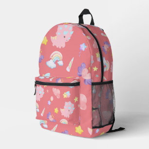 Niedlich rosa Dinosaurier Regenbogenpadel Muster Bedruckter Rucksack