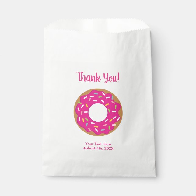 Niedlich rosa Donut Geburtstag danke Ihnen Gastges Geschenktütchen (Vorderseite)