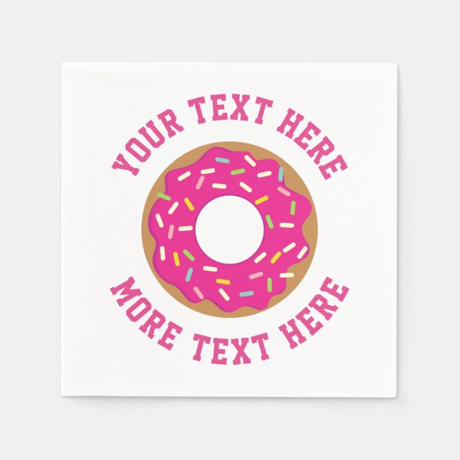 Niedlich-Rosa-Donuts-Brunnenservietten Geburtstags Serviette (Vorderseite)