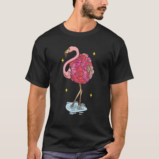 Niedlich rosa Dreaming Girl Kinderspül Flamingo mi T-Shirt (Vorderseite)