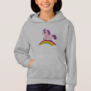 Niedlich rosa Einhorn auf einem Regenbogen Hoodie