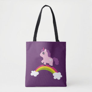 Niedlich rosa Einhorn auf einem Regenbogen Tasche