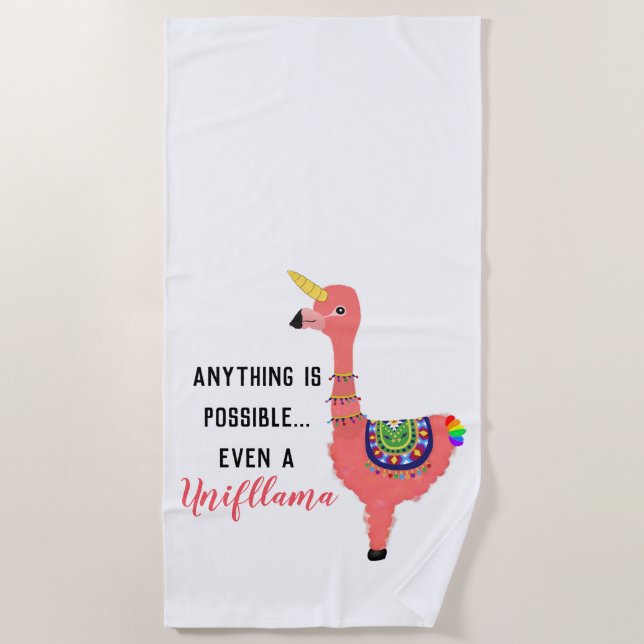 Niedlich rosa Einhorn Flamingo Llama Inspirierend  Strandtuch (Vorderseite)