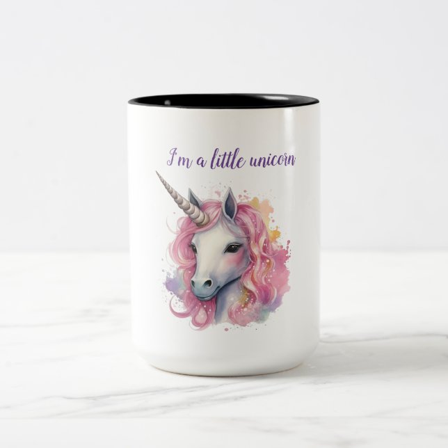 niedlich-rosa Einhorn Zweifarbige Tasse (Mittel)