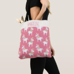 Niedlich rosa Einhornmuster Personalisiert Tasche<br><div class="desc">Niedlich rosa Einhorntasche. Personalisieren Sie es mit Ihrem Namen. Tolle Geschenkidee.</div>
