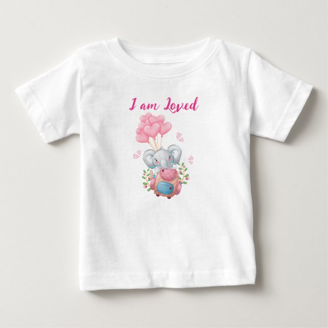 Niedlich-rosa-Elefant Baby T-shirt (Vorderseite)