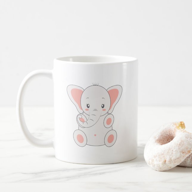 Niedlich-rosa-Elefant Kaffeetasse (Mit Donut)