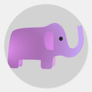 Niedlich-rosa-Elefant Runder Aufkleber