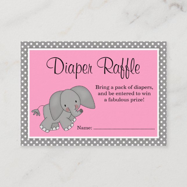 Niedlich rosa Elephant Babydusche Windelwascher Begleitkarte (Vorderseite)