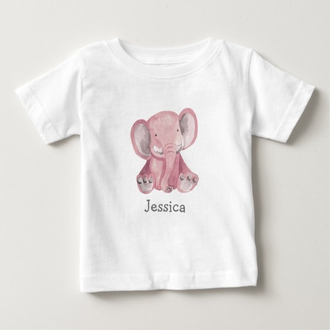 Niedlich rosa Elephant Design Baby Shirt (Vorderseite)