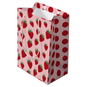 Niedlich rosa Erdbeeren Mittlere Geschenktüte