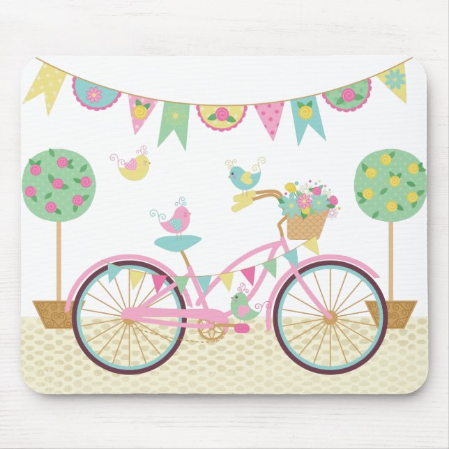 Niedlich rosa Fahrrad Mousepad (Vorne)