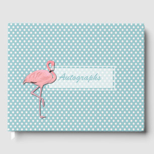 Niedlich rosa Flamingo auf Polka Dots Autograph Gästebuch
