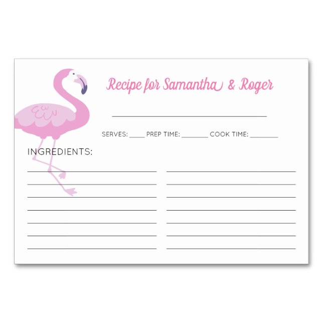 Niedlich rosa Flamingo Brautparty Rezept Karten (Vorderseite)