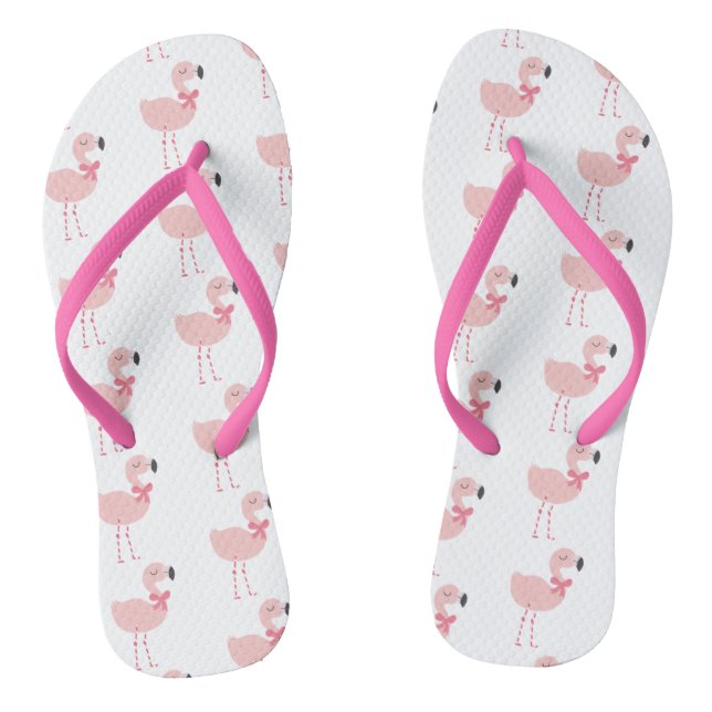 Niedlich rosa Flamingo Cartoon Pattern Flip Flops (Fußbett)