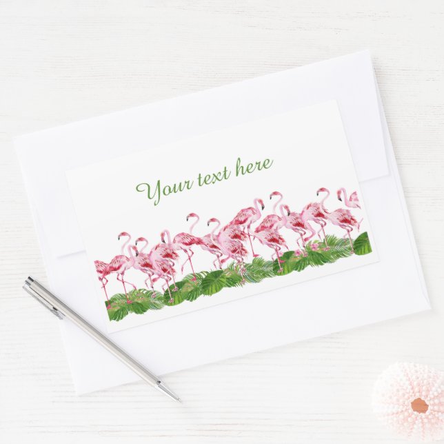 niedlich rosa Flamingo fügen Sie Text hinzu Rechteckiger Aufkleber (Umschlag)
