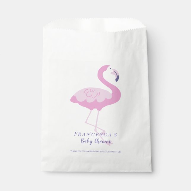 Niedlich rosa Flamingo Gender Neutral Baby Dusche Geschenktütchen (Vorderseite)