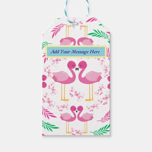 Niedlich rosa Flamingo Geschenkanhänger (Vorderseite)