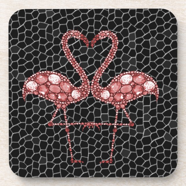 Niedlich rosa Flamingo Getränkeuntersetzer (Vorderseite)