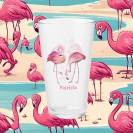 niedlich rosa Flamingo hinzufügen Namen Beach Glas