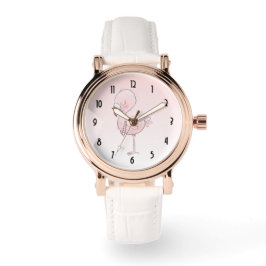 Niedlich-rosa-Flamingo-Illustration Armbanduhr