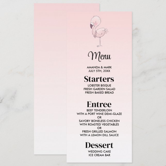 Niedlich-rosa-Flamingo-Illustration Einladung (Vorne/Hinten)