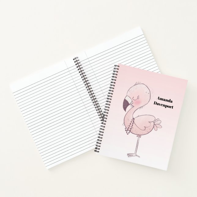 Niedlich-rosa-Flamingo-Illustration Notizbuch (Innenseite)