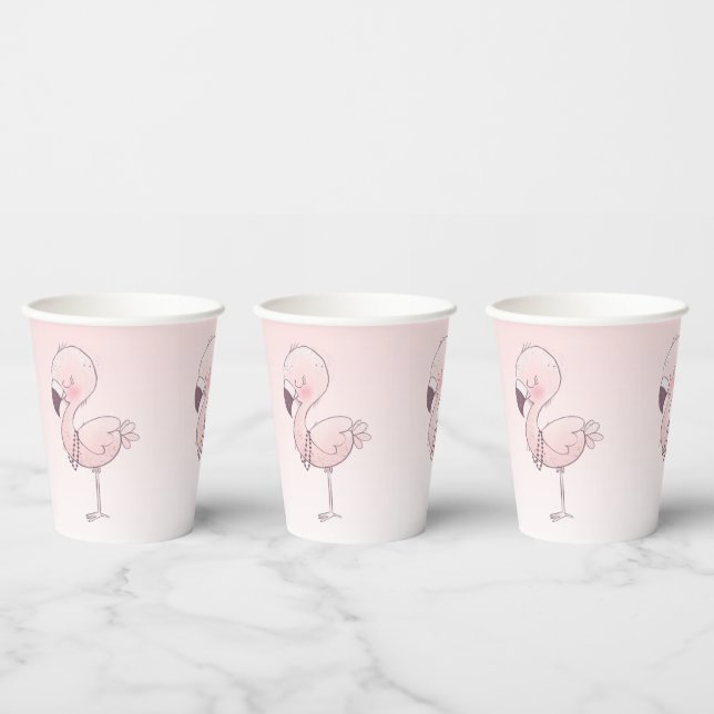 Niedlich-rosa-Flamingo-Illustration Pappbecher (Multi)