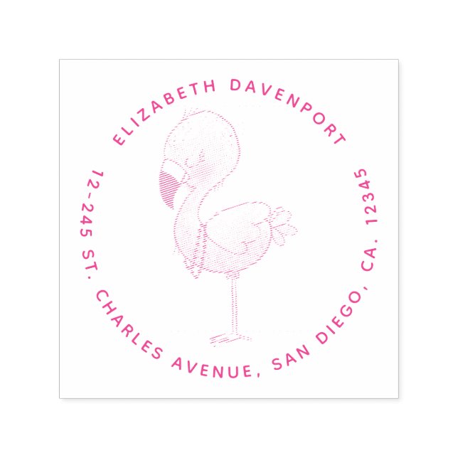 Niedlich-rosa-Flamingo-Illustration Permastempel (Design)