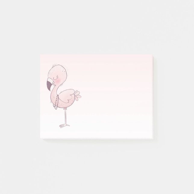 Niedlich-rosa-Flamingo-Illustration Post-it Klebezettel (Vorderseite)