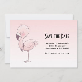 Niedlich-rosa-Flamingo-Illustration Save The Date