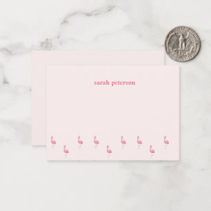 Niedlich rosa Flamingo individuelle Name pink Mitteilungskarte
