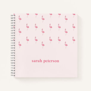 Niedlich rosa Flamingo individuelle Name pink Notizbuch