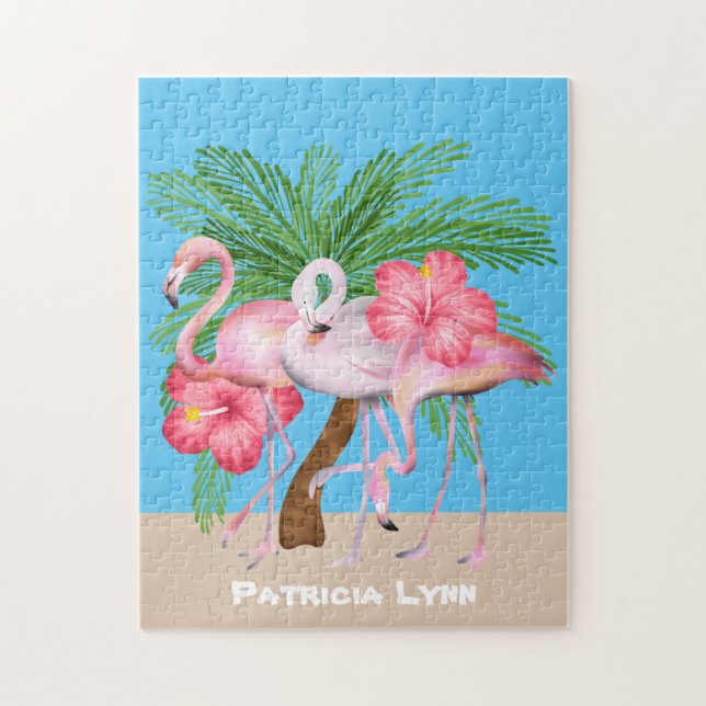 Niedlich rosa Flamingo Liebhaber hinzufügen Name S (Vertikal)