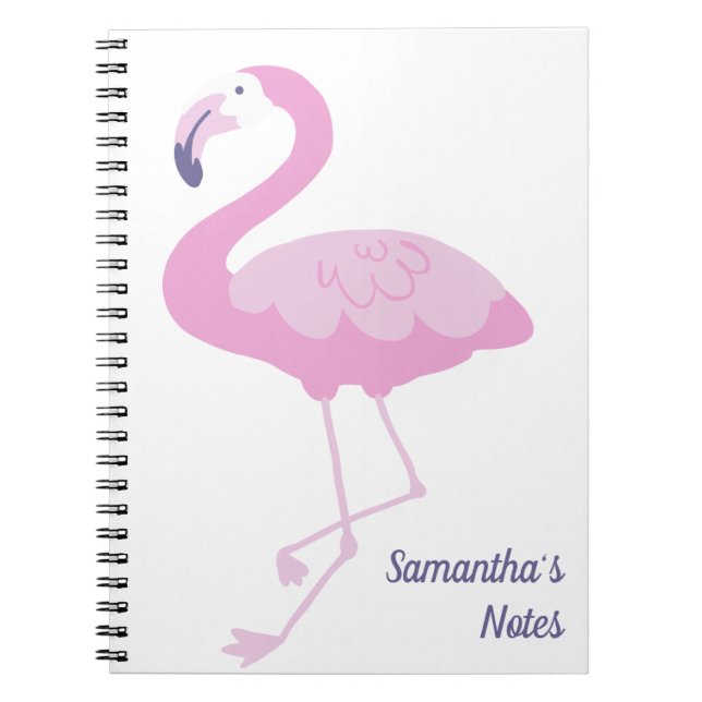 Niedlich rosa Flamingo mit dem Namen Notizblock (Vorderseite)