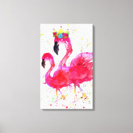 Niedlich rosa Flamingo mit einer Crown Leinwand 16