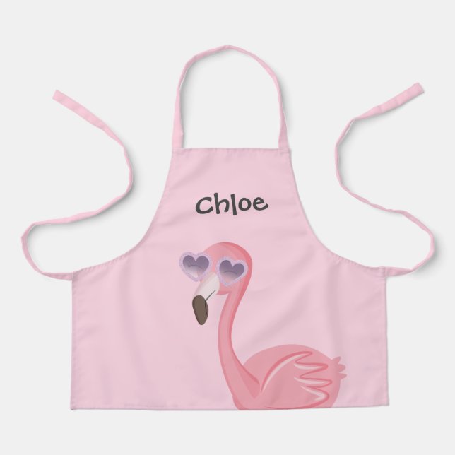 Niedlich rosa Flamingo mit Herzsonne Schürze (Vorderseite)