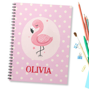 Niedlich rosa Flamingo mit Polka Docks Notizblock
