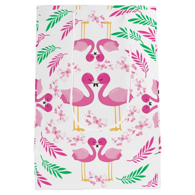Niedlich rosa Flamingo Mittlere Geschenktüte (Rückseite)